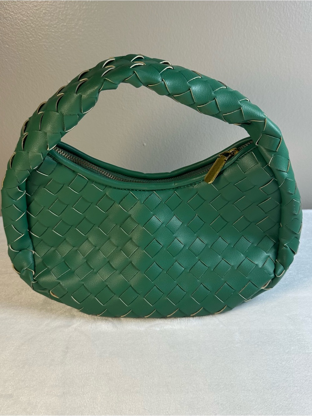 Green Woven Hobo Shoulder Bag